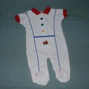 Vintage Train Boys Footie Footed Sleeper White One-piece 9m 12m 80s